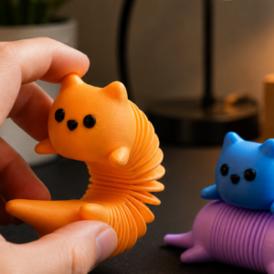 Esnek Kedi Stres Oyuncağı – Yaylı 3D Baskı Fidget Masa Oyuncağı
